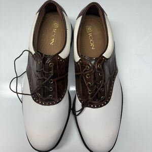 FootJoy Icon Men's Brown and White Golf Oxfords NWOB